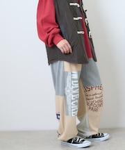 パウダー加工 リメイク風 スウェット パンツ