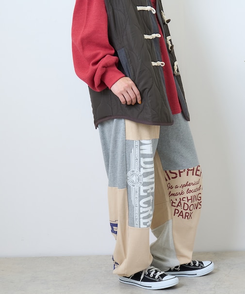 パウダー加工 リメイク風 スウェット パンツ