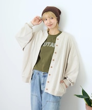 9/-スラブ天竺 カットソー クルーネック カーディガン