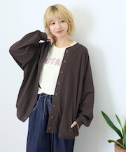 9/-スラブ天竺 カットソー クルーネック カーディガン
