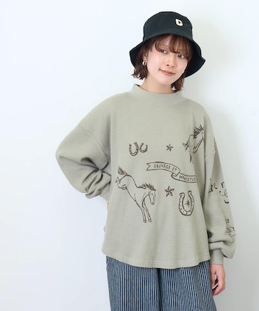 CVC ワッフル ギャザースリーブ プルオーバー
