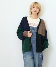 ヤクフィール ニット ブロッキング カーディガン