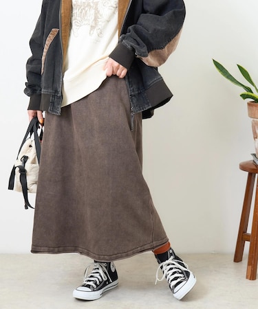 パウダー加工 ニット スカート
