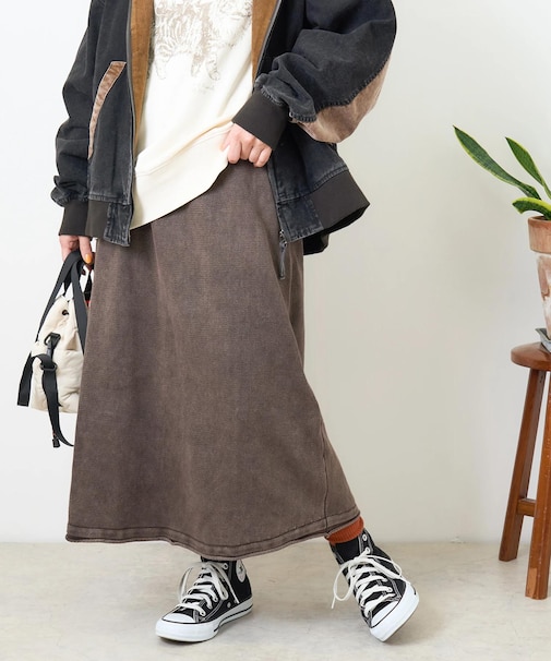 パウダー加工 ニット スカート