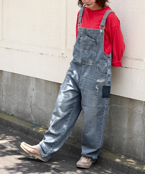 リメイク風 デニム サロペット パンツ