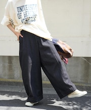 デニム ワイド ストレート パンツ