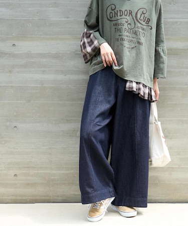 デニム ワイド ストレート パンツ