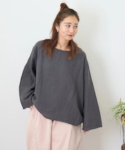 ソフトガーゼ プルオーバーブラウス