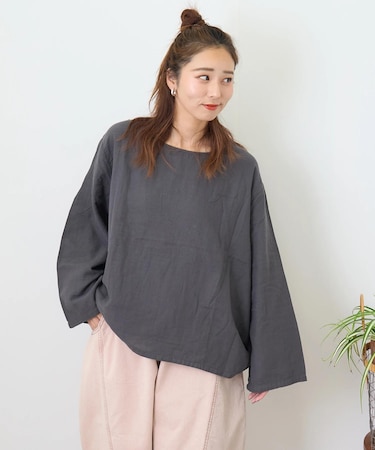 ソフトガーゼ プルオーバーブラウス