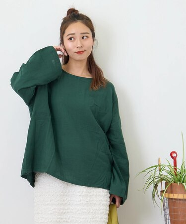 ソフトガーゼ プルオーバーブラウス