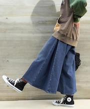 デニム ガウチョパンツ