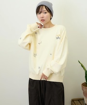 パウダー加工 スウェット ロゴ 刺繍 プルオーバー