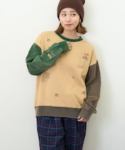 パウダー加工 スウェット ロゴ 刺繍 プルオーバー