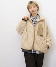 ソフトボア × ナイロン 配色 ジップ ブルゾン