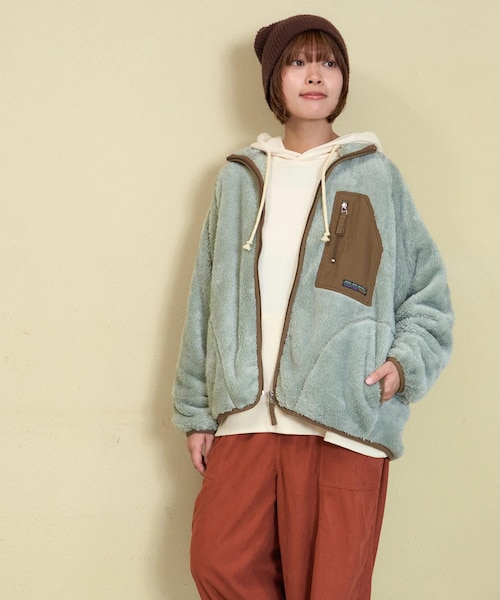 ちょこぼんや様、専用【838】【839】ややすっきりブルゾン　ショート丈 ソフトボア × ナイロン 配色 ジップ ブルゾン｜キューブシュガーの通販