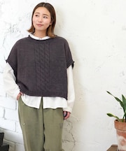 ネップ × タムヤーン ケーブル柄 ニット ベスト
