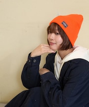 無地 リブ編み ニット キャップ