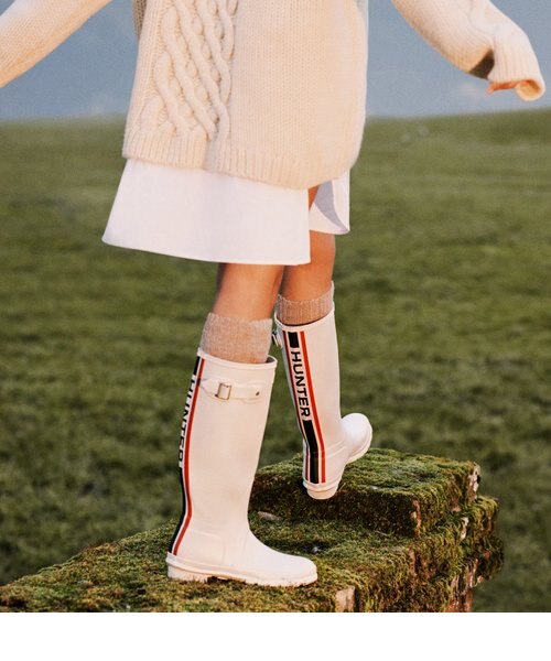 ゆ*ぺ様 ハンター トリ カラー ロゴ バックストラップ ブーツ ハンター HUNTER レディース オリジナル ショート ハンター トリ