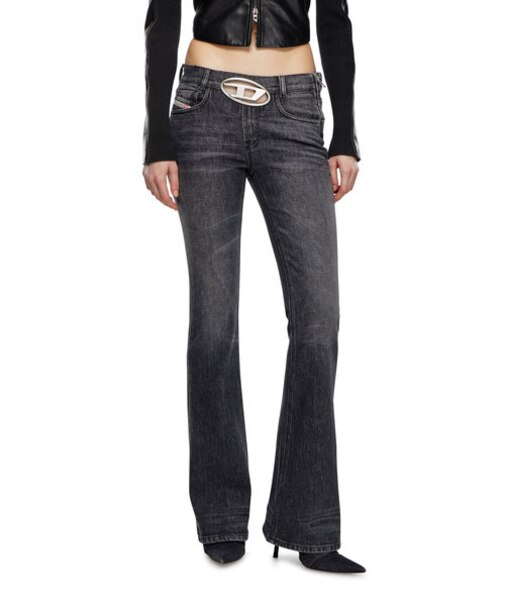 レディース デニム スリム ブーツカット ブラック