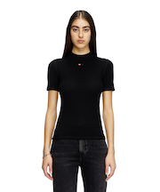 レディース Tシャツ モックネック リブ トップス