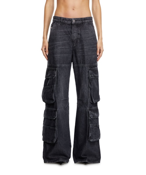 レディース デニム カーゴパンツ ルーズフィット