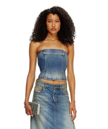 レディース ベアトップ デニム