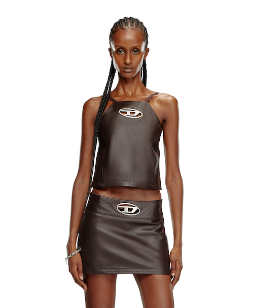 レディース レザーキャミソール