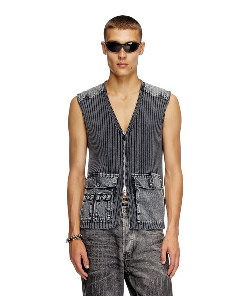 DIESEL リブジッパーベスト メンズ メンズ ジップアップベスト K-MARGIE｜ディーゼルの通販｜&mall