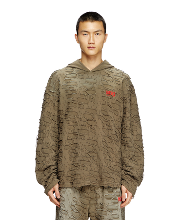 メンズ フーディーTシャツ T-CRANE-LS-HOOD