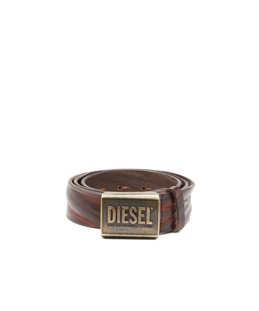 メンズ レザーベルト DIESEL LOGO B-METAL BISCOTTO