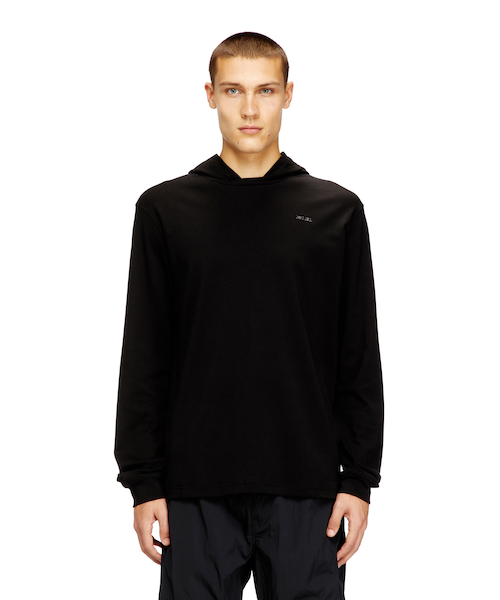 フード付き黒長袖Tシャツ メンズ フード付き長袖Tシャツ T-BILL-LS-HOOD-MET｜ディーゼルの通販