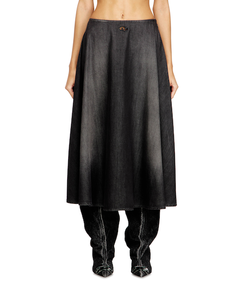 ベルパーチストレッチデニム＆モール切替スカート ベルパーチストレッチデニム＆モール切替スカート ストレッチロング