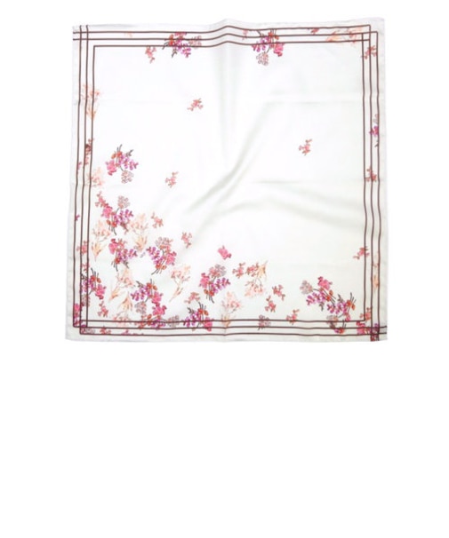 HURRI CURRI コットンスカーフ　フラワー × ホワイト、グレー、ピンク