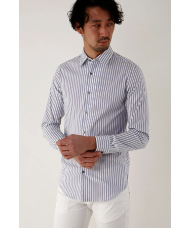 ZERO by TORNADO MART∴ストレッチブロードストライプシャツ