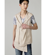 TORNADO MART∴リネンライクスラブツイルアシメドレープベスト