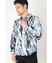 TORNADO MART∴マーブルフラワープリントシャツ