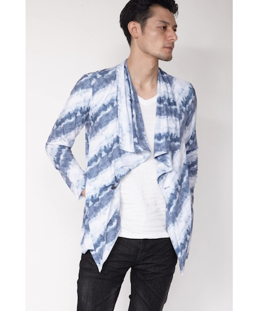 TORNADO MART∴バイアスムラ柄ドレープカーデ