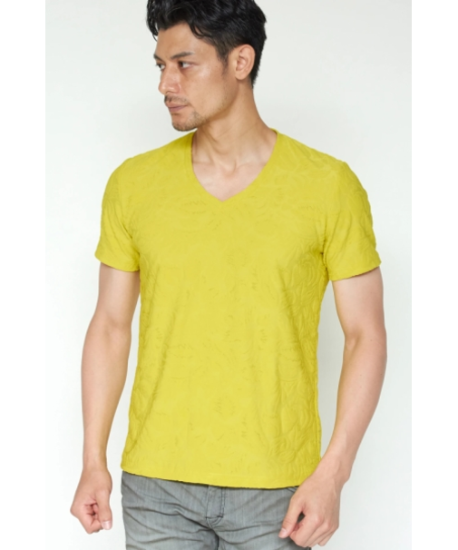 TORNADO MART∴ボタニカルパイル半袖VネックTシャツ