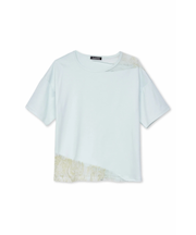 【LADIES】TORNADO MART∴シアーマーブル切り替えオーバーTシャツ