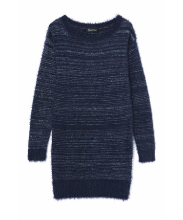 TORNADO MART∴【LADIES】フェザーヤーンボートネックロングニット