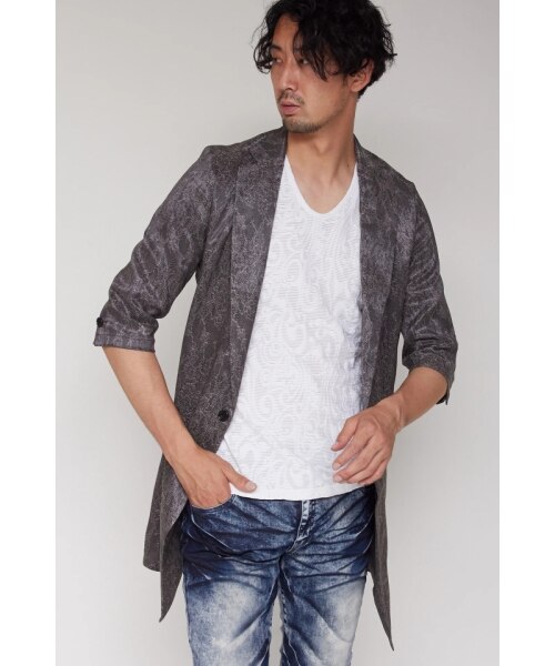 【ネイビー】ZERO by TORNADO MART∴メランジメッシュジャージ7分袖ジャケット ZERO by TORNADO MART∴メランジメッシュジャージ7分袖ジャケット