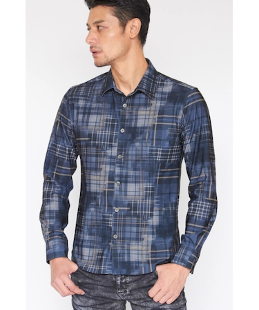 TORNADO MART∴HTコラージュチェックプリントシャツ