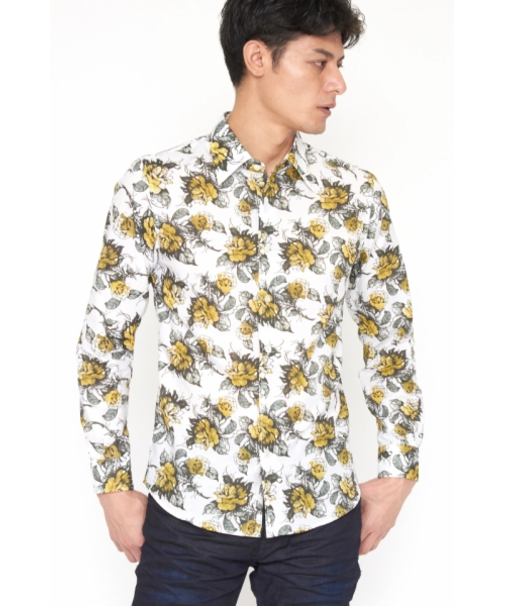 TORNADO MART∴ローンドローイングフラワープリントシャツ