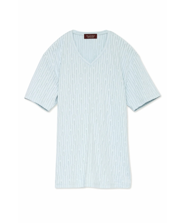 TORNADO MART∴ダイヤプリーツタックJQ半袖Vネックカットソー(マスキュリン)