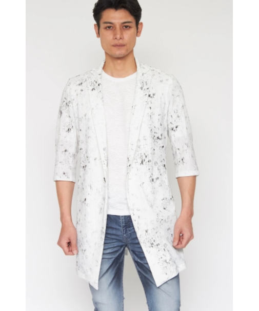 TORNADO MART∴フラワーフォイルタックストライプ7分袖チェスター