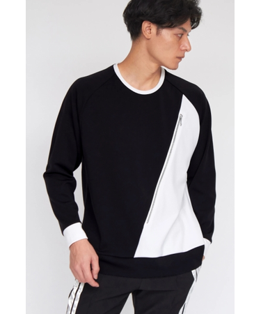 TORNADO MART∴バイカラーZIPアクセントプルオーバー