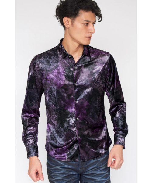 TORNADO MART ローズベロア マルチドレスシャツ TORNADO MART∴ベロアローズプリントシャツ｜トルネードマートの通販