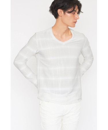 TORNADO MART∴ソーンエンボスランダムリップルVネック