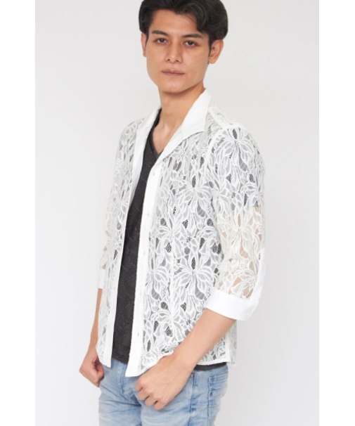 TORNADO MART∴エキゾチックリーフラッセルレース7分袖シャツ