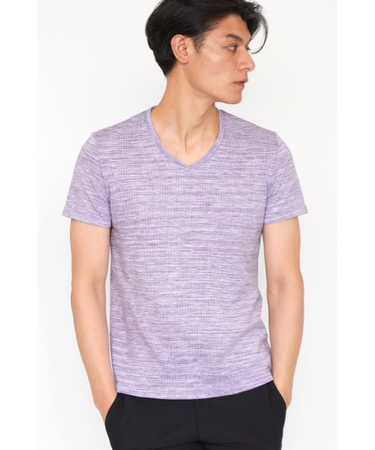 ZERO by TORNADO MART∴ABSかすれ千鳥JQ半袖Vネックカットソー